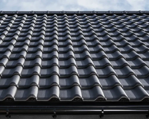 An elegant black ceramic tile house roof.