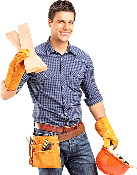 Construction worker with transparent background.